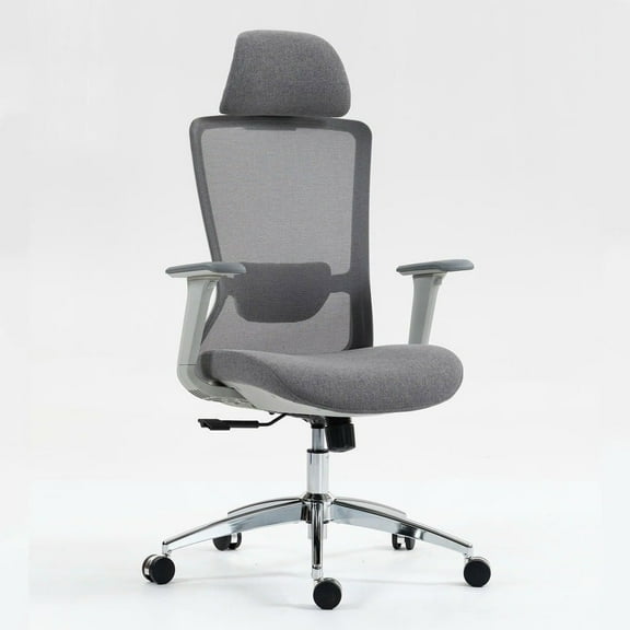 Resenkos High Back Mesh Office Chair, Adjustable Lumbar Support, 360° Swivel, Ergonomic Desk Chair, Gray