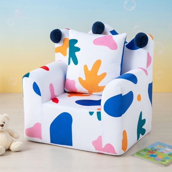Resenkos High-density Padding Kids Sofa with Armrest and Extra Pilow-Multicolor, Kids Chairs for Kids
