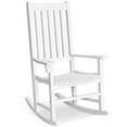 thumbnail image 1 of Resenkos Indoor Outdoor Wooden High Back Rocking Chair, Patio Rocking Chairs, Chair Single Rocker for Patio Deck Porch,Backyard,Indoor and Garden, White, 1 of 9