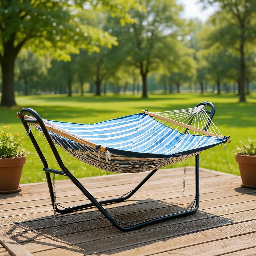 Resenkos Indoor and Outdoor Hammock Frame Heavy Steel Frame Hanging Hooks，Portable Folding Hammock for Camping Travel Beach Outdoor