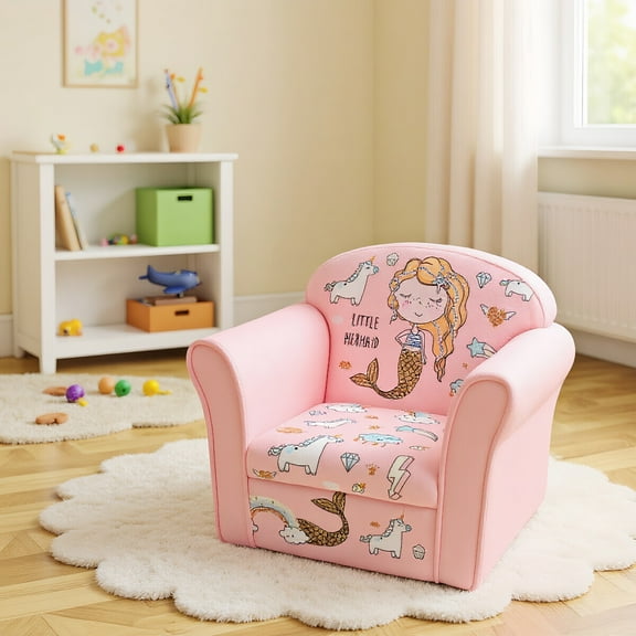 Resenkos Kids Mermaid Armrest Couch Upholstered Sofa, Kids Chairs for Kids