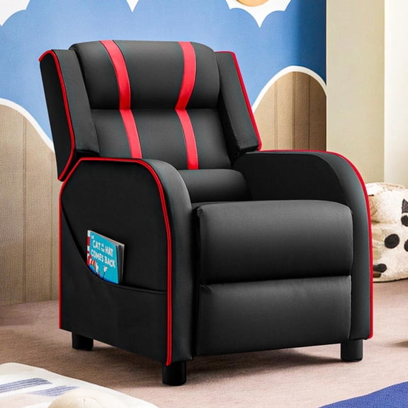 Resenkos Kids Recliner Chair with Side Pockets and Footrest-Red, Kids Chairs for Kids