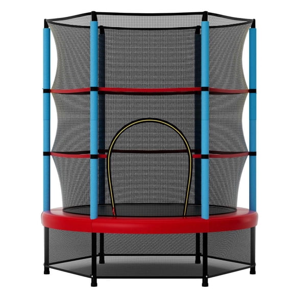 Resenkos Kids Recreational Trampoline Bounce Jumper with Protective Safety Enclosure Net - Durable Outdoor Backyard Play Equipment - Navy