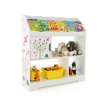 Resenkos Kids Toy Storage Organizer with Book Shelf and Storage Cabinet-White, Kids Toy Storage for Kids, Boys, Girls, Nursery