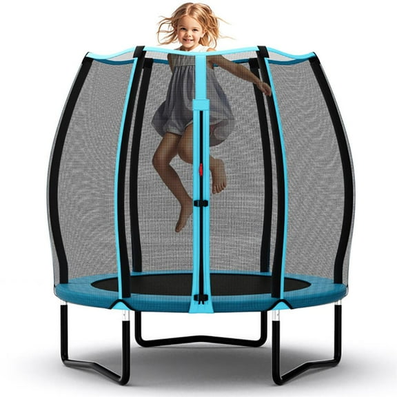 Resenkos Kids Trampoline, Outdoor Jumper,55 Inch Trampoline for Kids Toddler Mini Trampoline with Safety Enclosure Net-Blue
