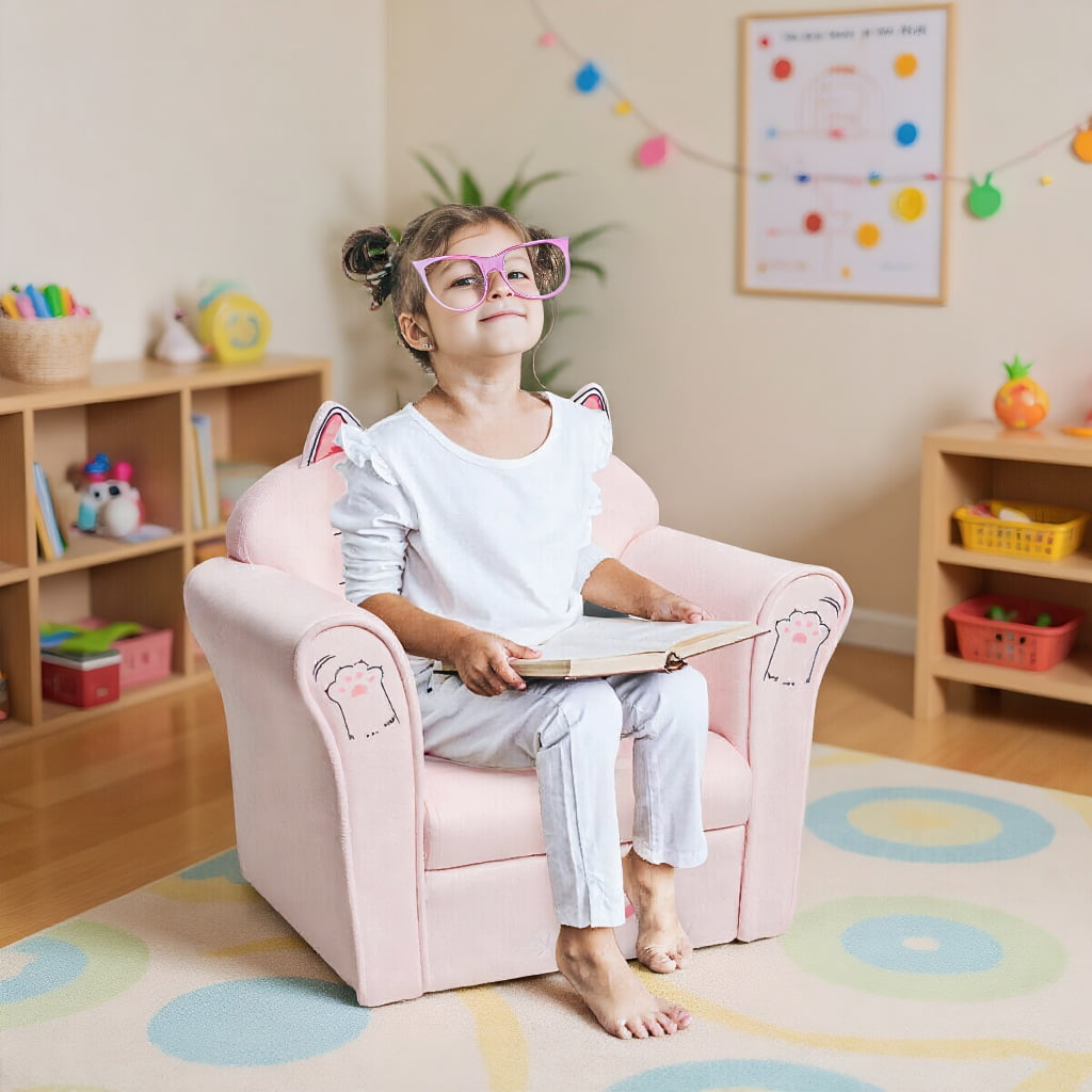 Resenkos Kids Upholstered Cat Armrest Couch Sofa with Linen Fabric, Kids Chairs for Kids Resenkos Kids Upholstered Cat Armrest Couch Sofa with Linen Fabric, Kids Chairs for Kids