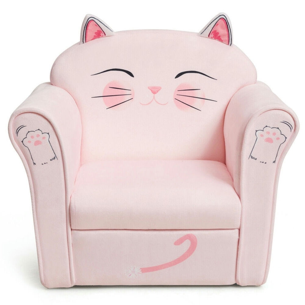 Resenkos Kids Upholstered Cat Armrest Couch Sofa with Linen Fabric, Kids Chairs for Kids