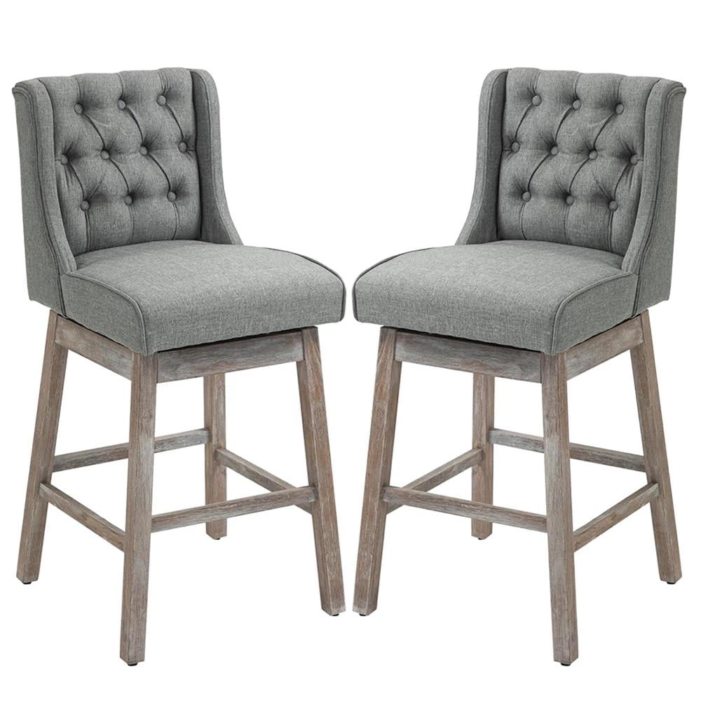 Resenkos Kitchen Counter Bar Chairs, Bar Stools,Bar Height Bar Stools Set of 2, 30" Seat Height Bar Chairs with Solid Wood Footrests, Gray Resenkos Kitchen Counter Bar Chairs, Bar Stools,Bar Height Bar Stools Set of 2, 30" Seat Height Bar Chairs with Solid Wood Footrests, Gray