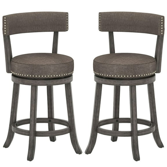 Resenkos Kitchen Counter Bar Chairs, Bar Stools,Set of 2 Counter Height Chairs with 360° Swivel Seat and Rubber Wood Frame-24 Inches