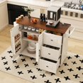 thumbnail image 1 of Resenkos Kitchen Island Cart with Foldable Top & Storage, Mobile Breakfast Bar on Wheels, White, 1 of 16