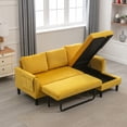 thumbnail image 1 of Resenkos L Shaped 4-Seat Sleeper Sectional Sofa Couch Pull-Out Bed and Storage Chaise Lounge, Yellow, 1 of 13