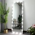 thumbnail image 1 of Resenkos LED Against Wall Full Length Mirror with Vanity Lights for Body Dressing, Bedroom Hanging Standing Mirror with Silver Aluminum Alloy Frame, 1 of 9