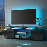 Resenkos 80 Inch LED TV Stand with Adjustable Lights, Media Storage ...