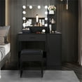 thumbnail image 1 of Resenkos Large Vanity Desk Set with 10 LED Bulbs, Makeup Dressing Table with Cushioned Stool for Women, Girls, Bedroom, Black, 1 of 11