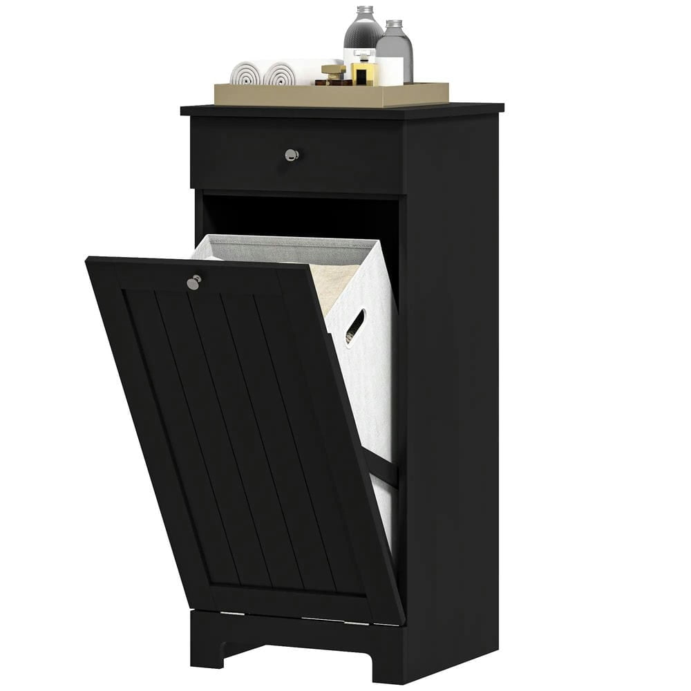 Resenkos Laundry Cabinet, Laundry Hamper Cabinet,Laundry Hamper Cabinet, Laundry Cabinet with Tilt Out Laundry Basket and Drawer, Black