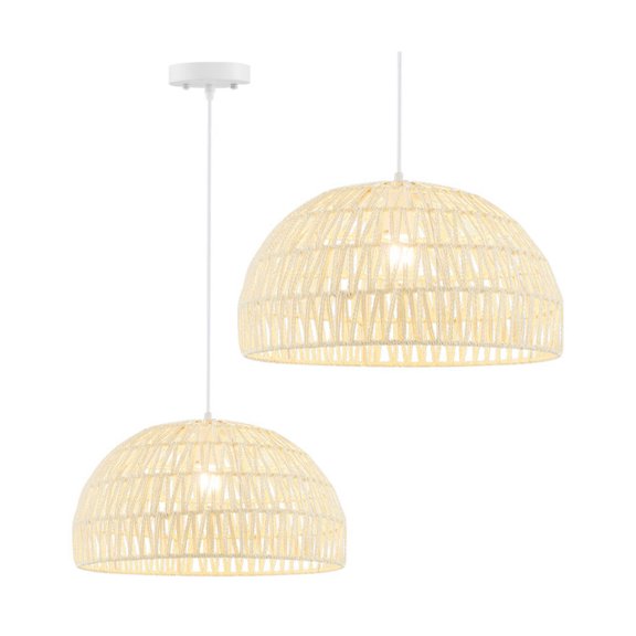 Resenkos Lights Chandelier Pendant Ceiling Lighting,Farmhouse Rattan Pendant Lights with Adjustable Hanging Rope-Beige