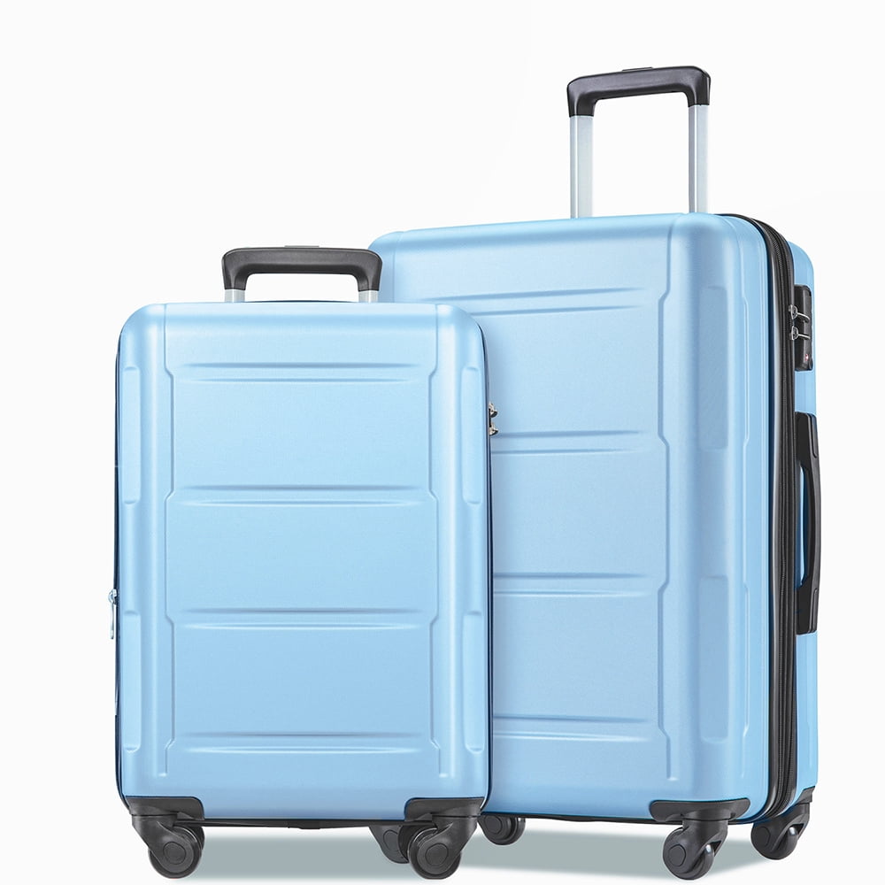 Expandable Spinner Wheels 2 Piece Luggage Set with Bags, ABS Lightweight Suitcase, TSA Lock, Dark Gray, 20inch+28inch