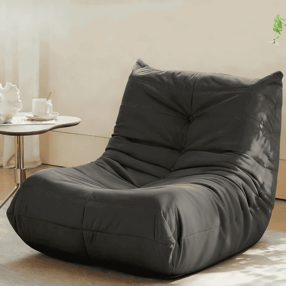 Resenkos Luxury Button-Tufted Accent Chair, Soft Microfiber Upholstered Comfy Chair for Living Room, Single Piece, Gray