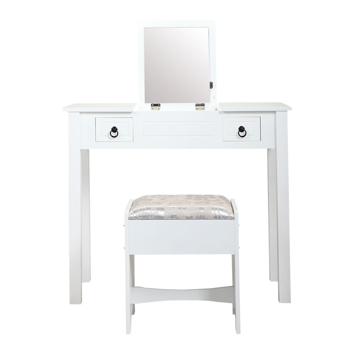 Resenkos Makeup Vanity with Flip Top Mirror, Small Computer Desk Home Office Desk for Writing Study Bedroom, White