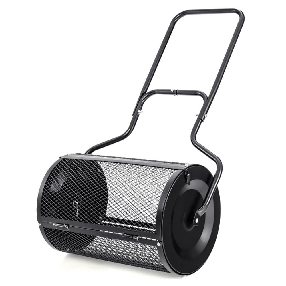 Resenkos Manual Lawn Aerator, Aerator Lawn Tool,24” Peat Moss Spreader with Upgrade Side Latches and U-shape Handle-Black
