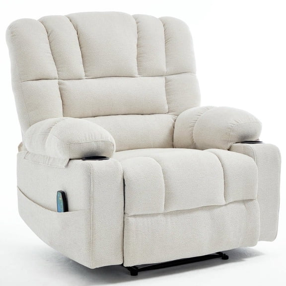 Resenkos Massage Recliner Chair, 8-Point Vibration & Lumbar Heat, 150° Recline, 330lb Capacity, Beige