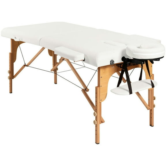 Resenkos Massage Table, Lash Bed Facial Spa Beauty Salon Tattoo Bed,Portable Adjustable Facial Spa Bed with Carry Case-White