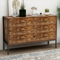 thumbnail image 1 of Resenkos Mid Century Modern 6 Drawer Dresser with Cutout Handle for Bedroom Walnut, 1 of 10