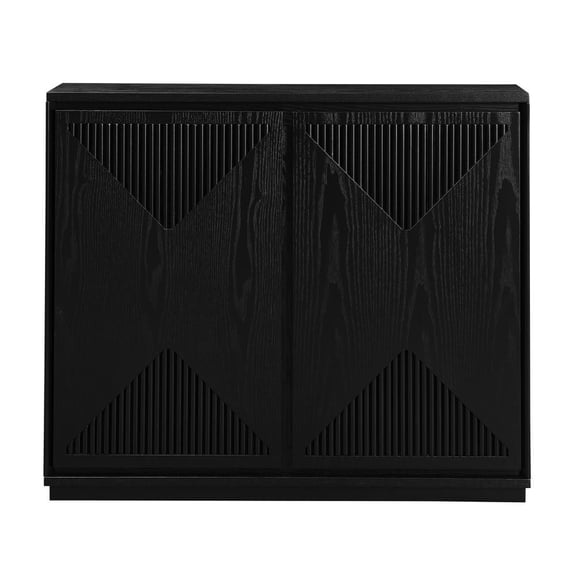 Resenkos Mid-Century Modern V-Shape Storage Cabinet, Narrow Buffet & Sideboard for Living Room, Entryway, Black