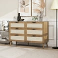 thumbnail image 1 of EDOEMSE Modern 6 Wide Drawer Long Dresser Chest of Drawers Wooden Dresser for Bedroom Brown, 1 of 11