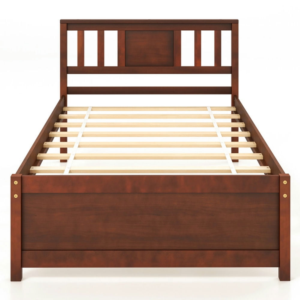 Resenkos Modern Bed,Frame Bed, Wooden Platform Bed with Headboard and Slat Support-Twin Size