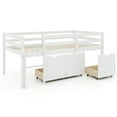thumbnail image 1 of Resenkos Modern Bunk Bed,Twin Size Low Loft Bed with 3 Drawers with Ladder and Full-length Guardrails-White, 1 of 6