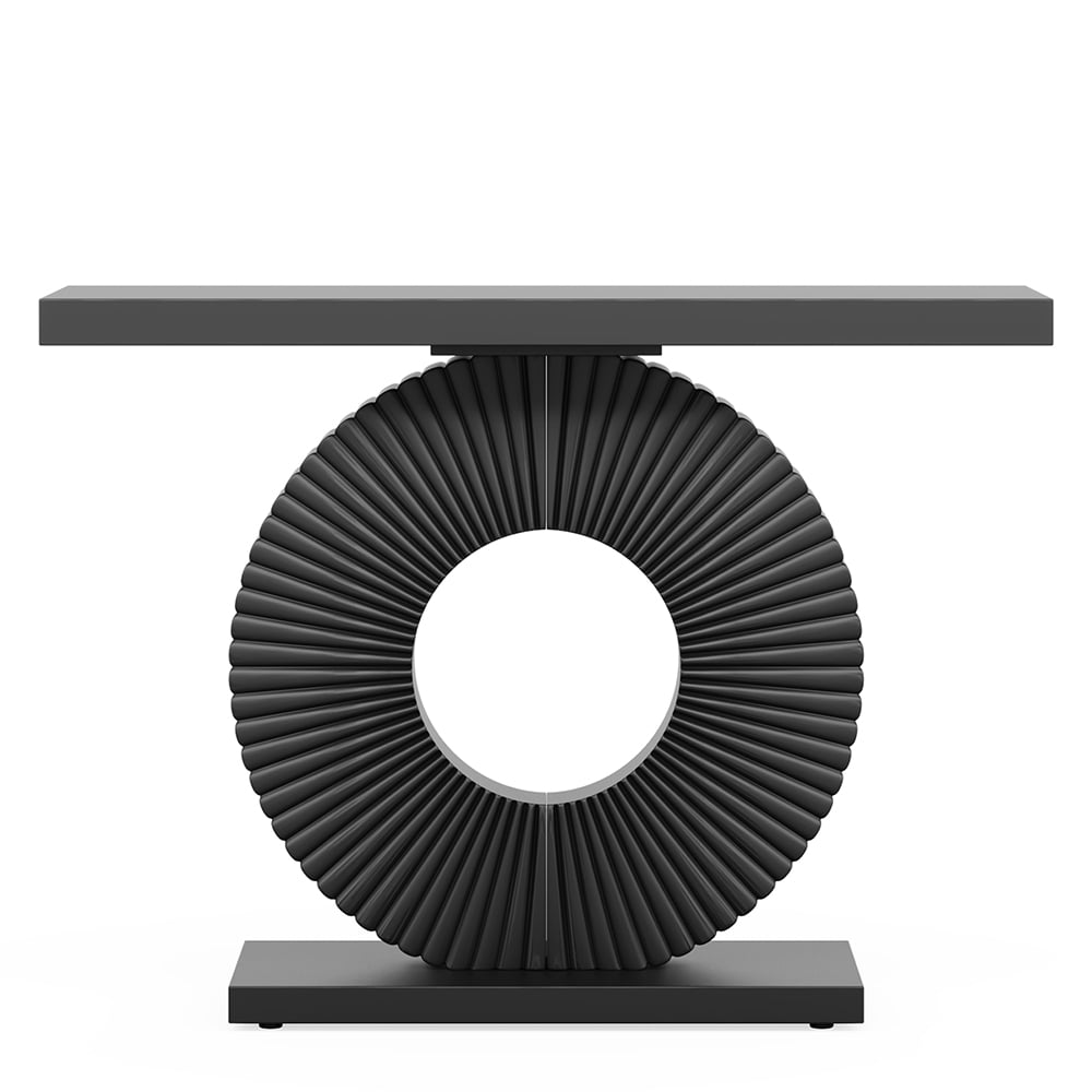 Resenkos Modern Console Table 40" Wood Sofa Table with Geometric Base,Black