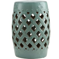 Resenkos Modern Garden Stool, Patio Stool Side Table,13" x 18" Ceramic Garden Stool, Decorative End Table, Antique Blue