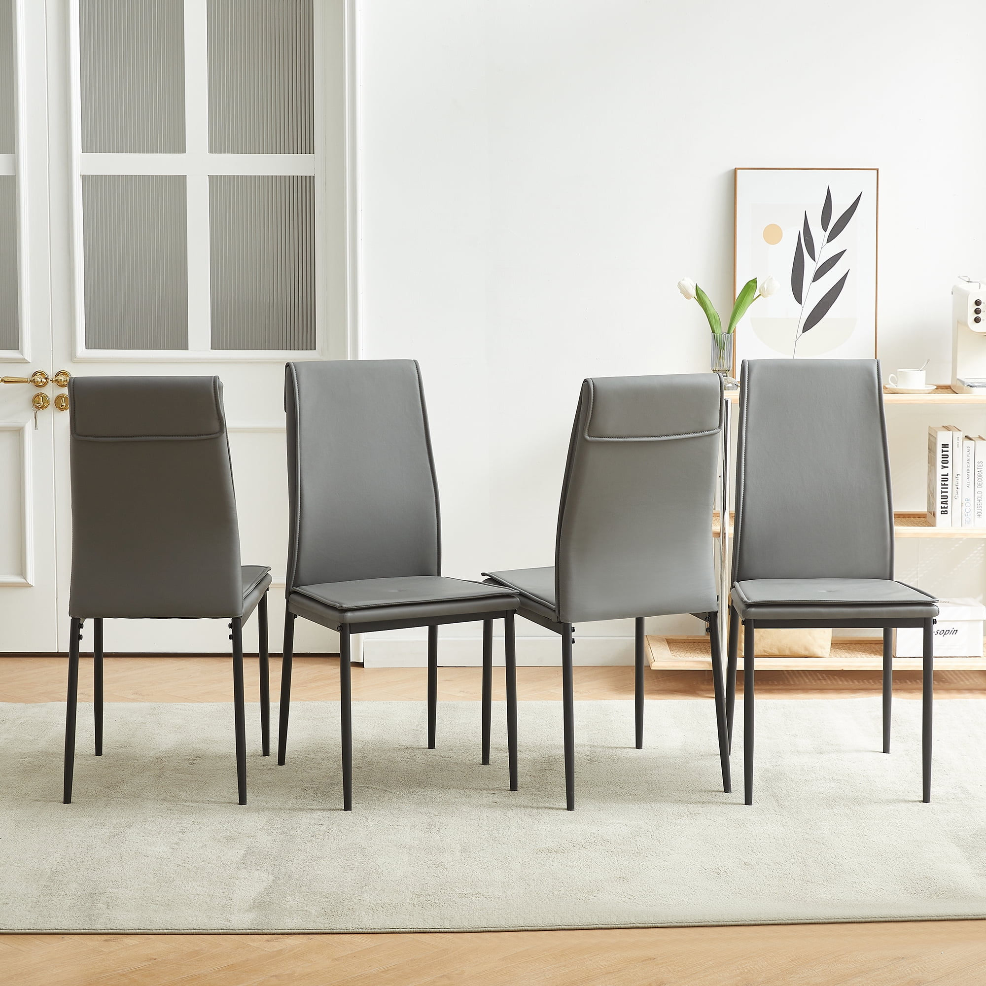 Resenkos Modern Stackable Metal Dining Chairs Set of 4 with Metal Legs ...