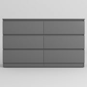Resenkos Modern Mid Century 6 Drawer Wide Dressers Chests for Bedroom, Chest of Drawer Organizer Grey
