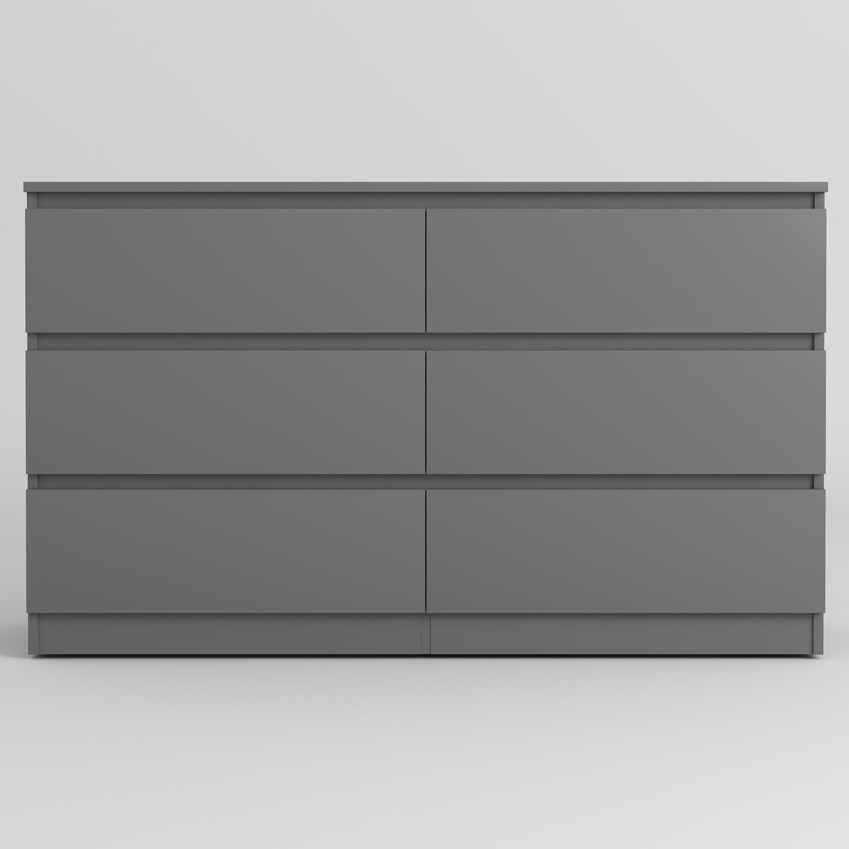 Resenkos Modern Mid Century 6 Drawer Wide Dressers Chests for Bedroom, Chest of Drawer Organizer Grey Resenkos Modern Mid Century 6 Drawer Wide Dressers Chests for Bedroom, Chest of Drawer Organizer Grey