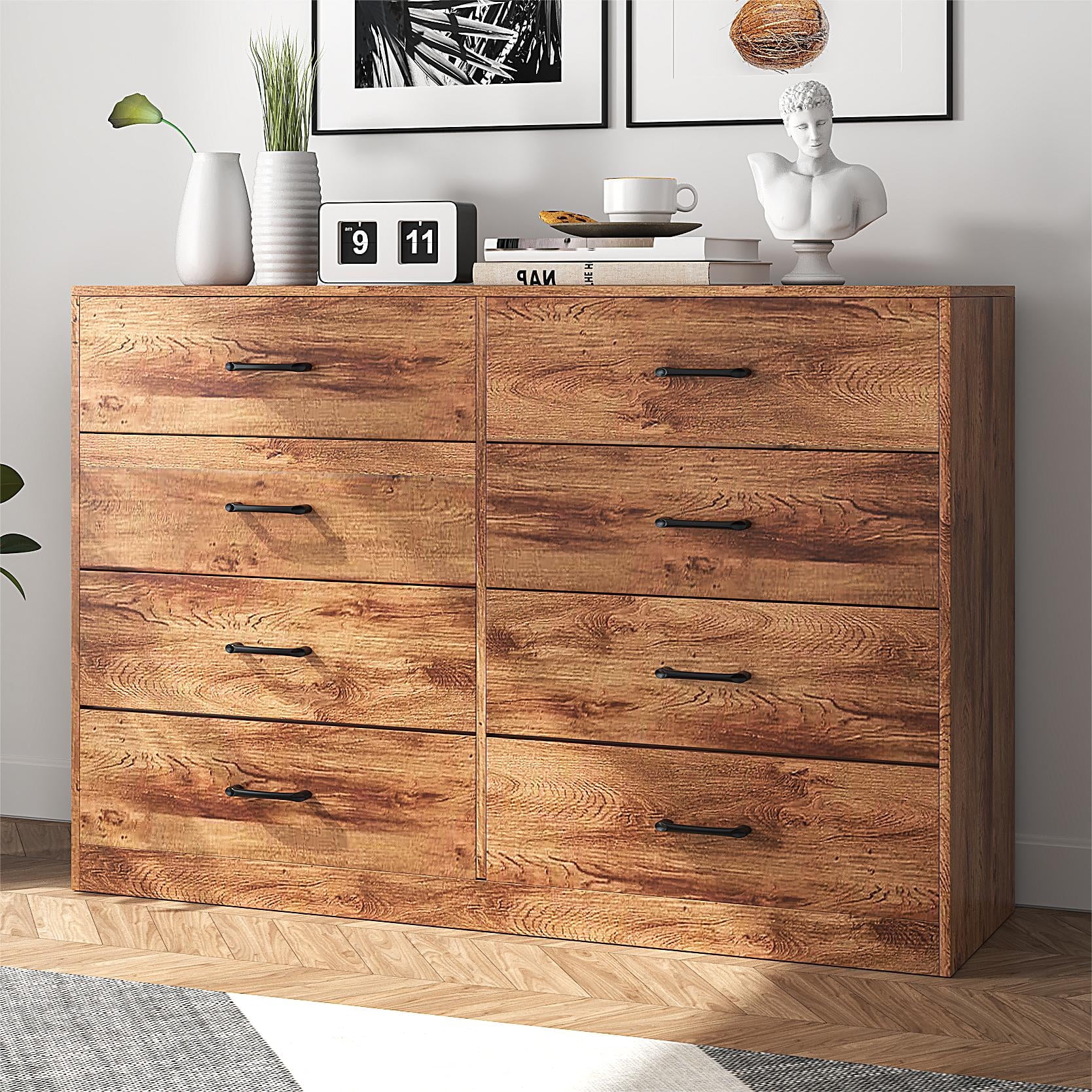 Resenkos Modern Mid Century 8 Drawer Wide Dressers Chests for Bedroom, Chest of Drawer Organizer