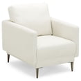thumbnail image 1 of Resenkos Modern Upholstered Accent Chair with Removable Backrest Cushion, Fabric Lazy Chair Large Accent Chair, Upholstered Armchair for Living Room, Bedroom, Dorm, White, 1 of 9