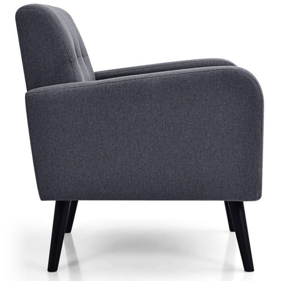 Resenkos Modern Upholstered Comfy Accent Chair Single Sofa with Rubber Wood, Fabric Lazy Chair Large Accent Chair, Upholstered Armchair for Living Room, Bedroom, Dorm, Gray