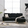 thumbnail image 1 of Resenkos Modern Upholstered Sofa Couch with Reversible Sofa Chaise, Chenille Fabric Sectional Sofa Set Black, 1 of 10
