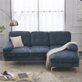 thumbnail image 1 of EDOEMSE Modern Upholstered Sofa Couch with Reversible Sofa Chaise, Chenille Fabric Sectional Sofa Set Blue, 1 of 10