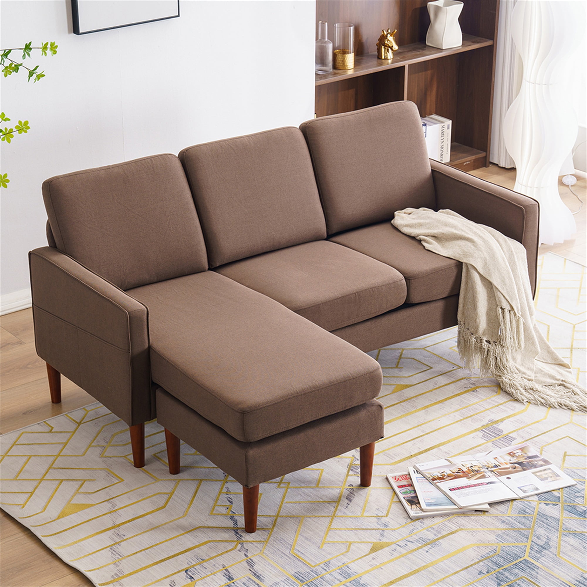 Resenkos Modern Upholstered Sofa with Reversible Sectional Chaise