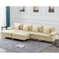 thumbnail image 1 of Resenkos Modern Velvet Fabric Sectional Sofa Sets U Shaped Modular Couch with Chaise Lounge and Ottoman Beige, 1 of 6