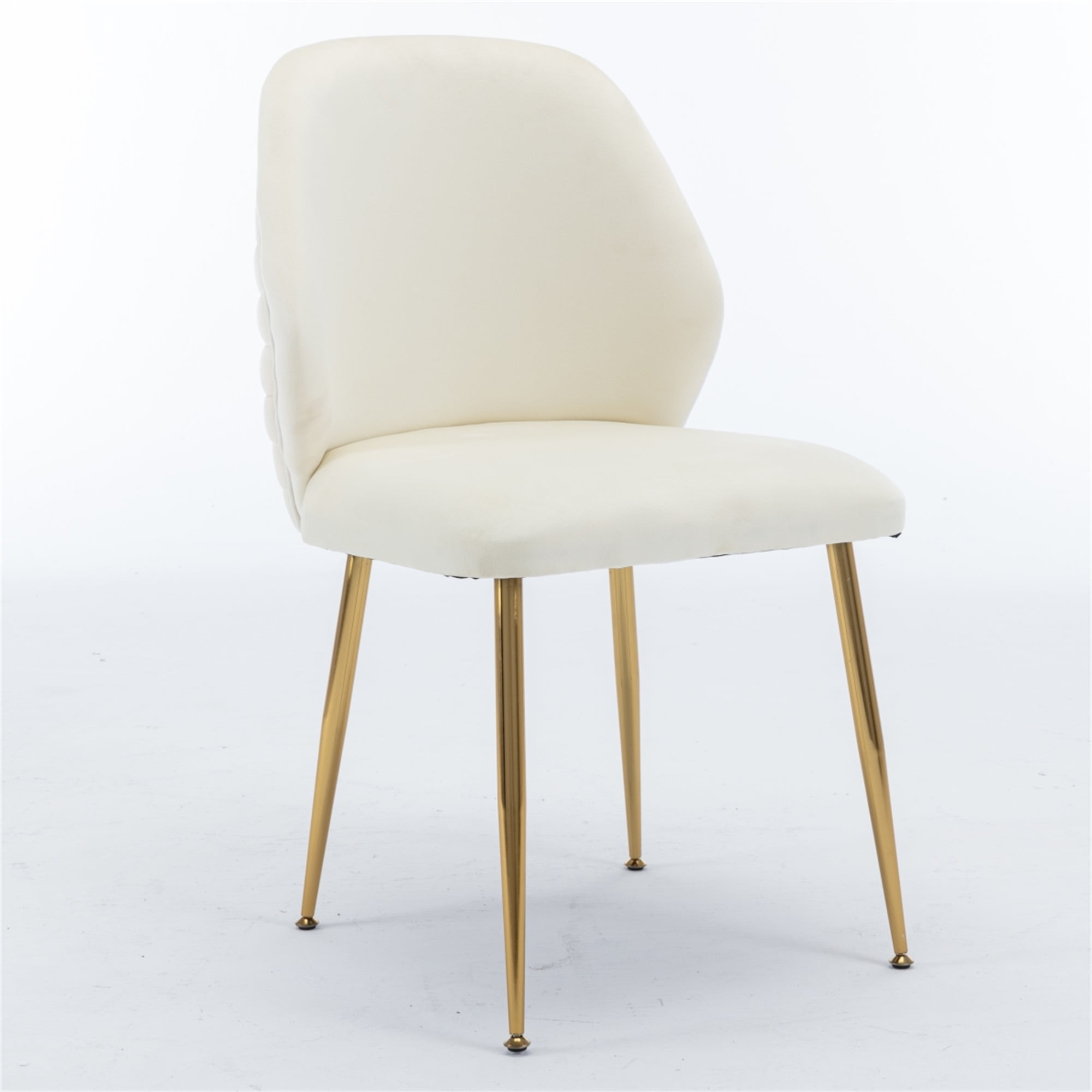 Resenkos Modern Woven Woven Dining Chair Set of 2 with Barrel Backrest and Gold Metal Legs, Cream