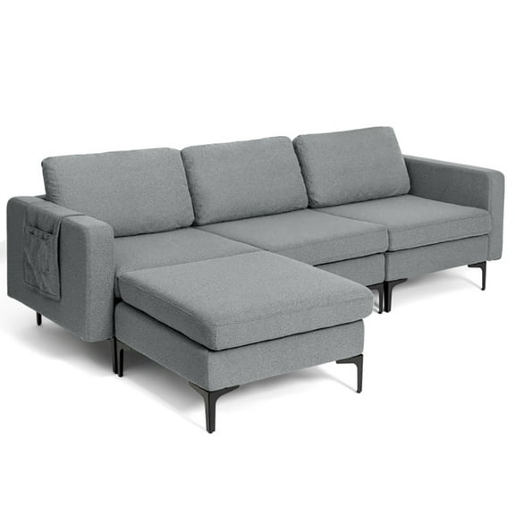 Resenkos Modular L-shaped Sectional Sofa with Reversible Chaise and 2 USB Ports-Dark Gray, L Shaped Couch with Reversible Chaise for Small Space