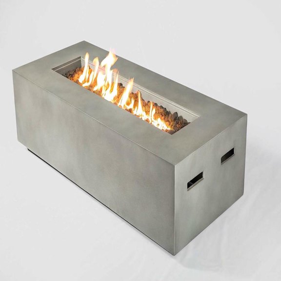 Resenkos Natural Gas Fire Pit Table, Auto-Ignition Design for Outdoor Patio and Deck Use, Gray