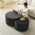 thumbnail image 1 of Resenkos Nesting Coffee Table Set of 2, Upholstered Round Foam Tables for Living Room, Side/End Table Ottoman, No Assembly - Black, 1 of 20