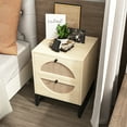 thumbnail image 1 of Resenkos Nightstand, Bed Side Table with 2 Drawers Barn Door, End Table Storage Wood Cabinet for Bedroom, Living Room, Light Brown, 1 of 9