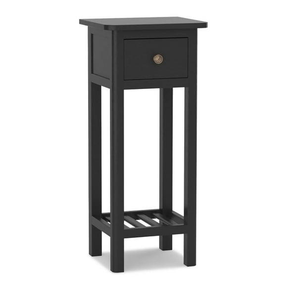 Resenkos Nightstand,Coffee Side Table,2 Tier Slim Nightstand Bedside Table with Drawer Shelf-Black