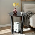 thumbnail image 1 of Resenkos Nightstand,Coffee Side Table,2-tier Round End Table with Storage Shelf & Metal Frame-Walnut, 1 of 8